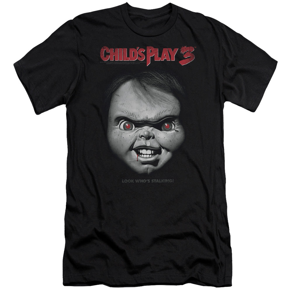 CHILD'S PLAY 3 : FACE POSTER PREMIUM CANVAS ADULT SLIM FIT 30\1 BLACK 2X