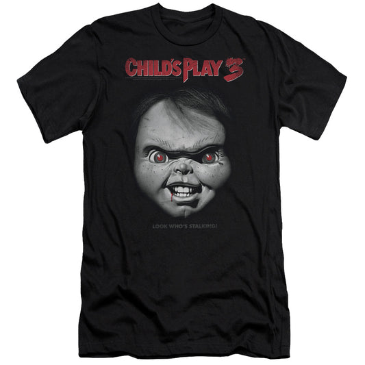 CHILD'S PLAY 3 : FACE POSTER PREMIUM CANVAS ADULT SLIM FIT 30\1 BLACK XL