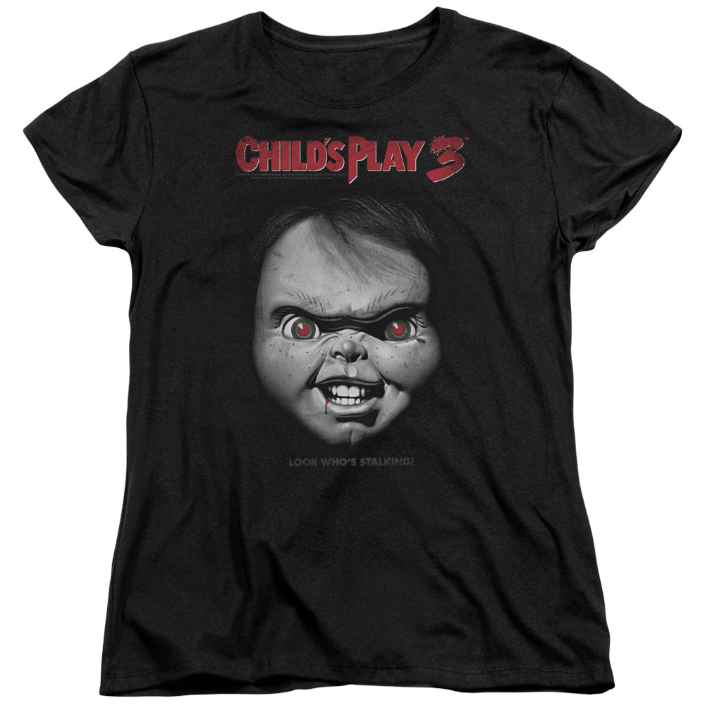 CHILD'S PLAY 3 : FACE POSTER S\S WOMENS TEE Black 2X