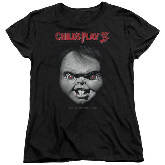 CHILD'S PLAY 3 : FACE POSTER S\S WOMENS TEE Black 2X