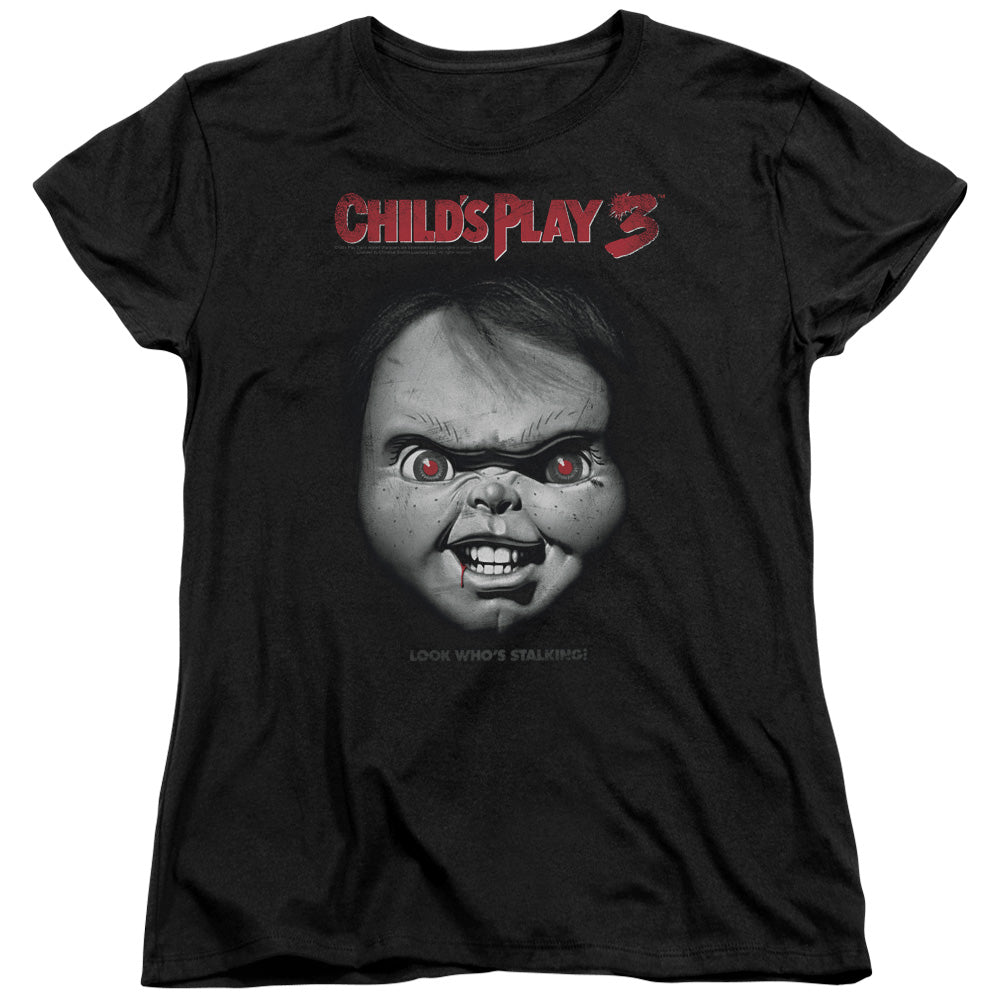 CHILD'S PLAY 3 : FACE POSTER S\S WOMENS TEE Black MD