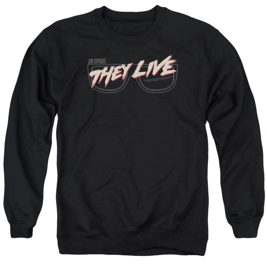 THEY LIVE : GLASSES LOGO ADULT CREW NECK SWEATSHIRT BLACK 2X