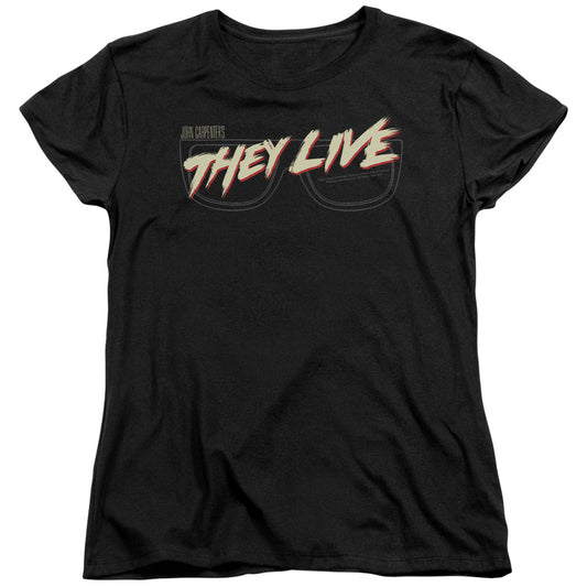 THEY LIVE : GLASSES LOGO S\S WOMENS TEE Black 2X