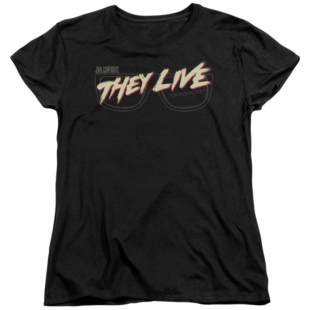 THEY LIVE : GLASSES LOGO S\S WOMENS TEE Black SM