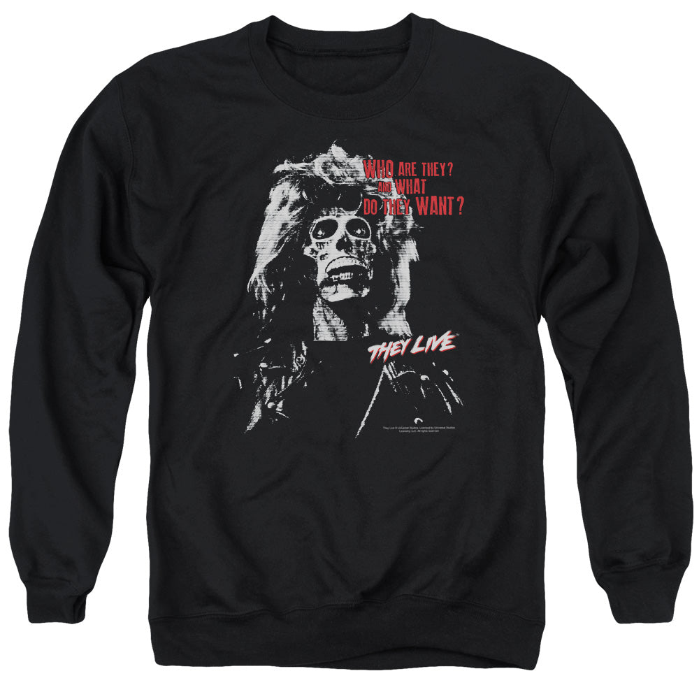 THEY LIVE : THEY WANT ADULT CREW NECK SWEATSHIRT BLACK 2X