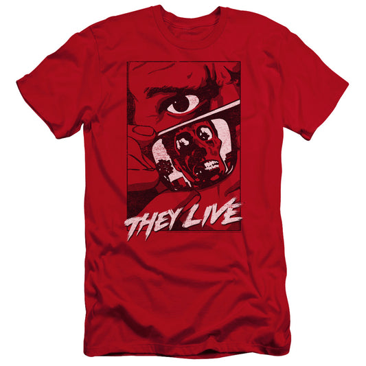 THEY LIVE : GRAPHIC POSTER PREMIUM CANVAS ADULT SLIM FIT 30\1 RED 2X