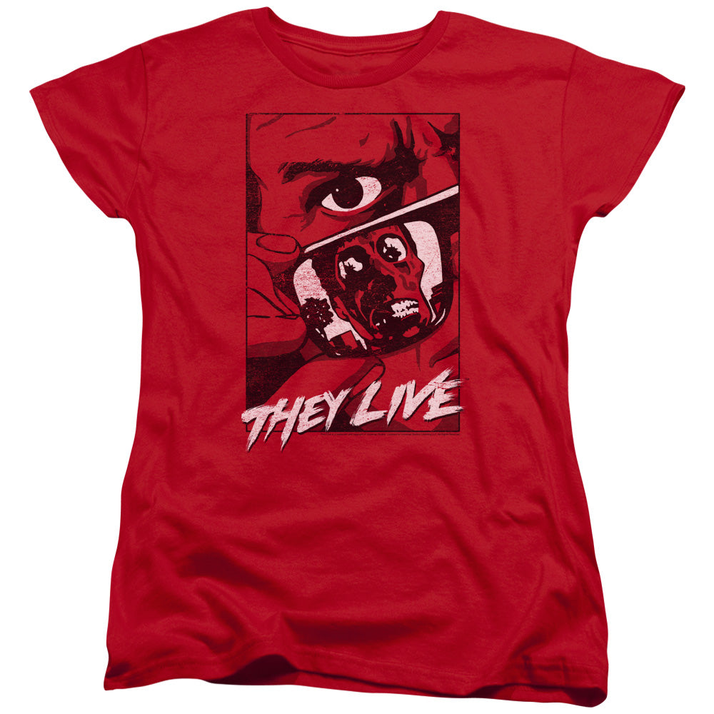 THEY LIVE : GRAPHIC POSTER S\S WOMENS TEE Red SM