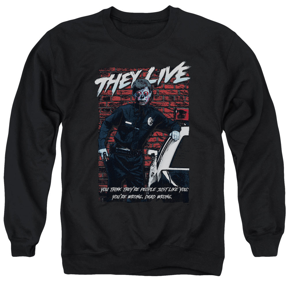 THEY LIVE : DEAD WRONG ADULT CREW NECK SWEATSHIRT BLACK 2X