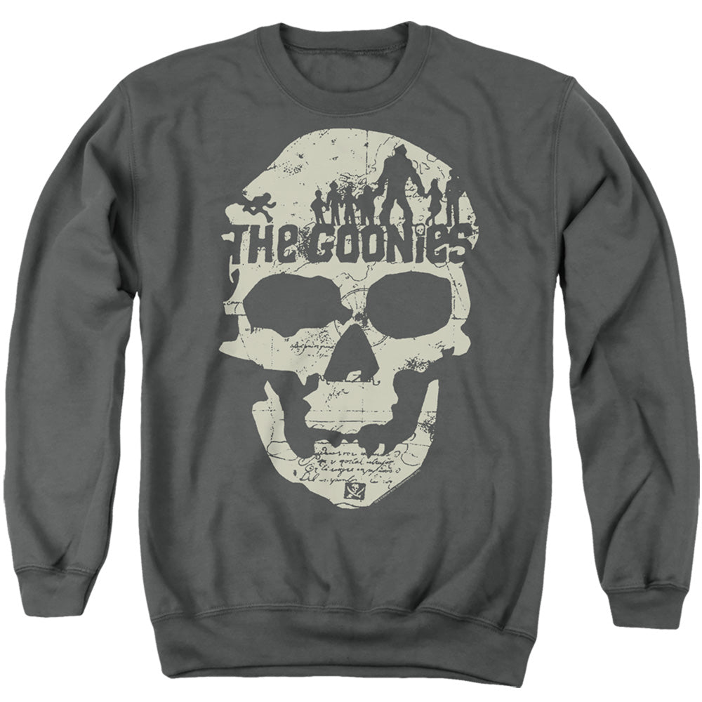 THE GOONIES : SKULL MAP ADULT CREW SWEAT Charcoal 2X