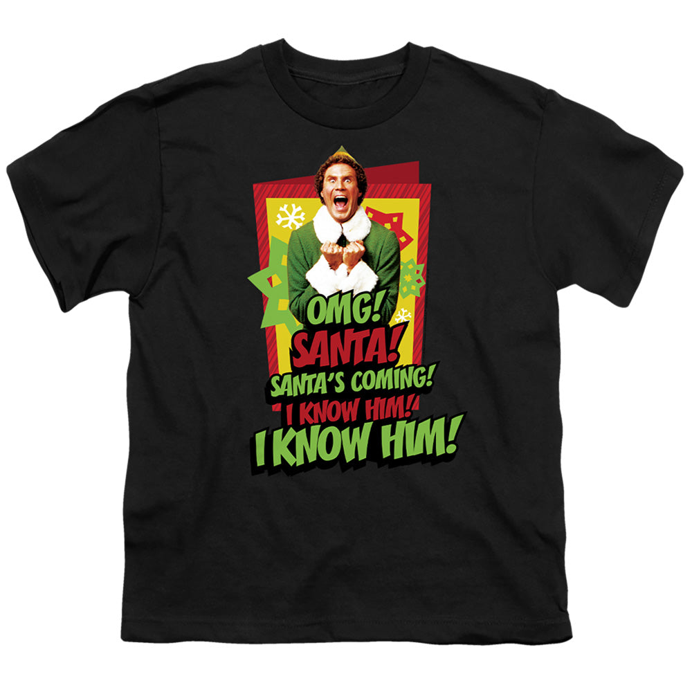 ELF : SANTA'S COMING! I KNOW HIM! S\S YOUTH 18\1 Black XL