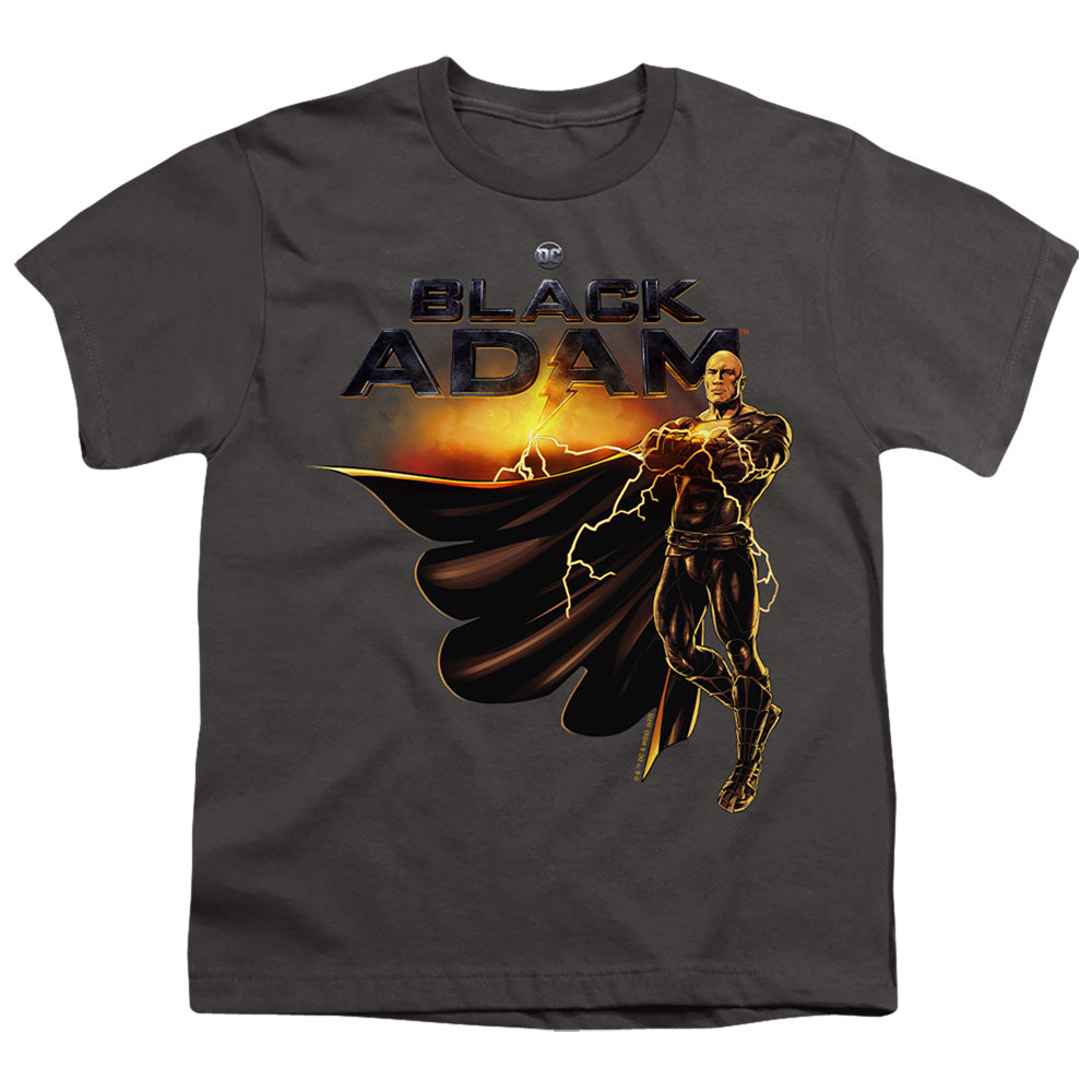 BLACK ADAM : BLACK ADAM LOGO WITH CHARACTER S\S YOUTH 18\1 Charcoal LG