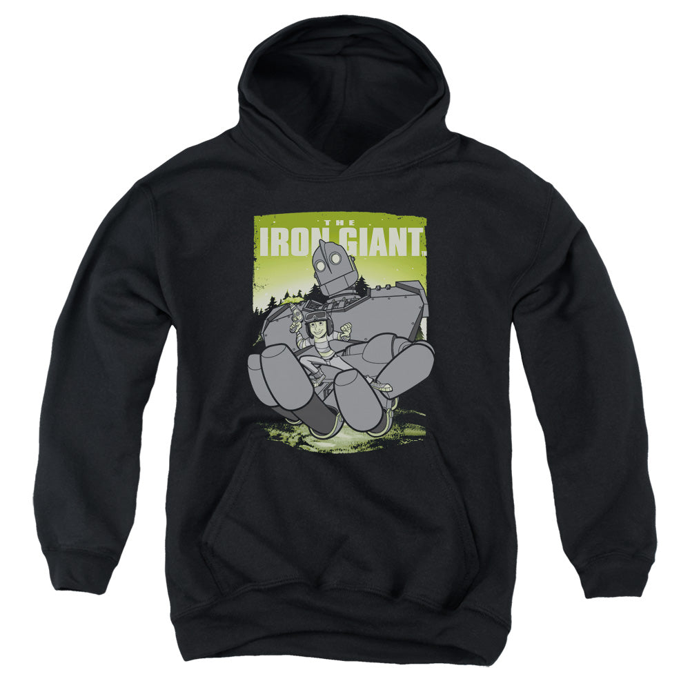 IRON GIANT : HELPING HAND YOUTH PULL OVER HOODIE Black LG