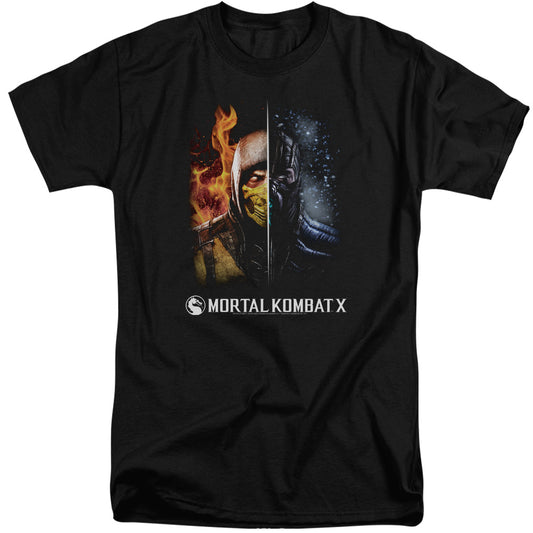 MORTAL KOMBAT : FIRE AND ICE ADULT TALL FIT SHORT SLEEVE Black 2X