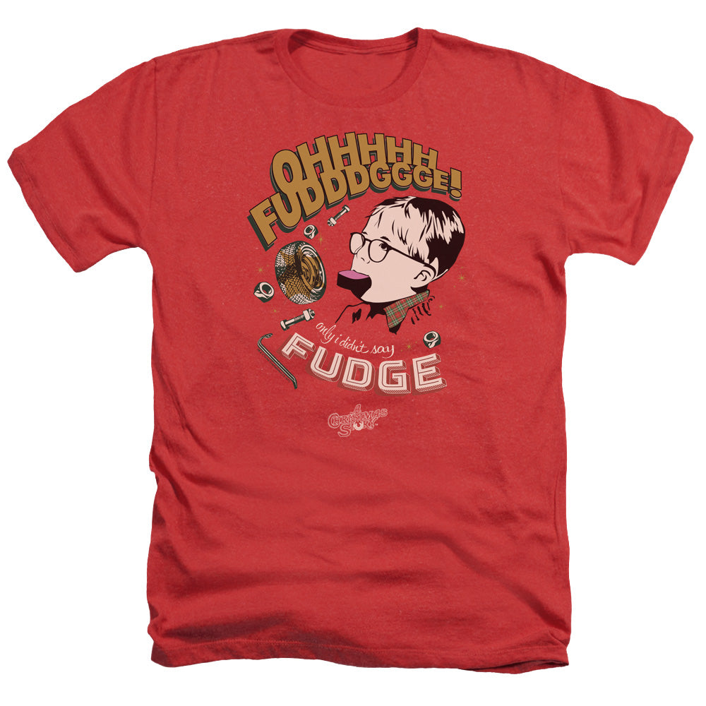 A CHRISTMAS STORY : FUDGE ADULT REGULAR FIT HEATHER SHORT SLEEVE Red 3X