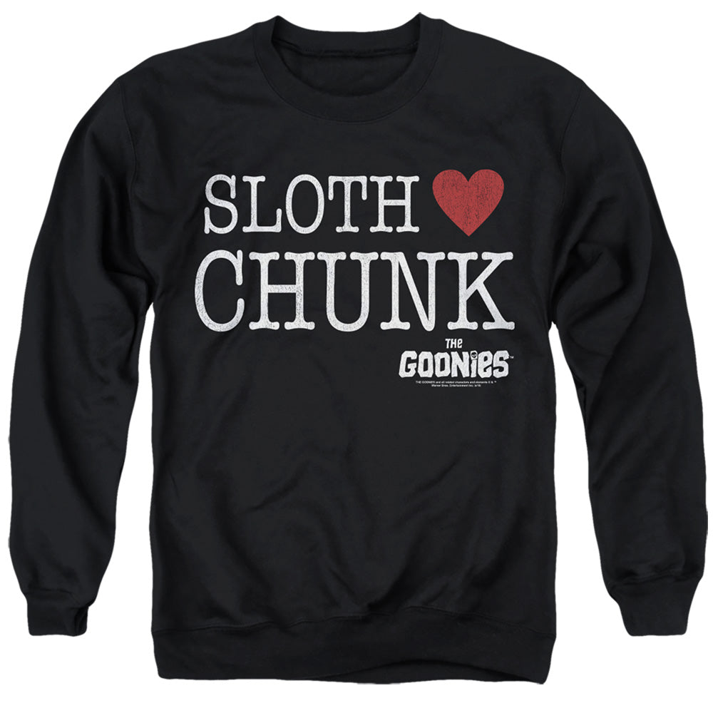 THE GOONIES : SLOTH HEART CHUNK ADULT CREW SWEAT Black 2X