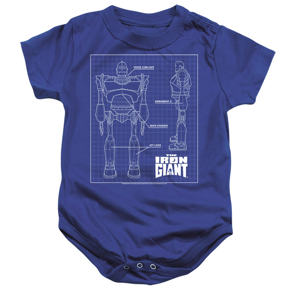 IRON GIANT : SCHEMATIC INFANT SNAPSUIT Royal Blue SM (6 Mo)