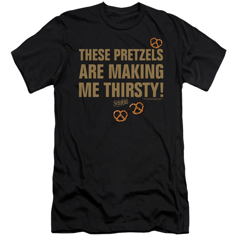 SEINFELD : PRETZELS THIRSTY  PREMIUM CANVAS ADULT SLIM FIT 30\1 Black 2X