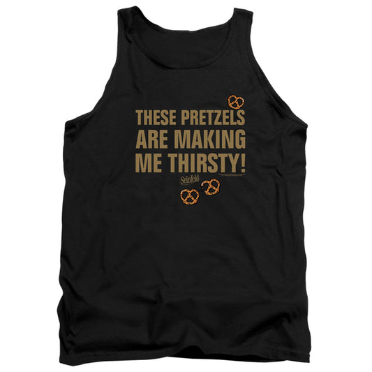 SEINFELD : PRETZELS THIRSTY ADULT TANK Black 2X