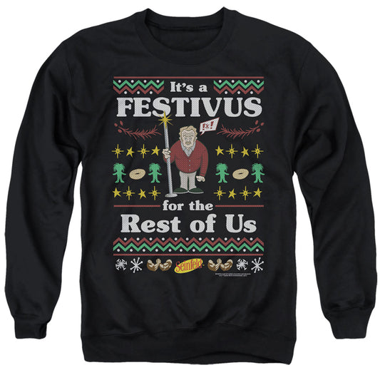 SEINFELD : FESTIVE FESTIVUS ADULT CREW SWEAT Black SM