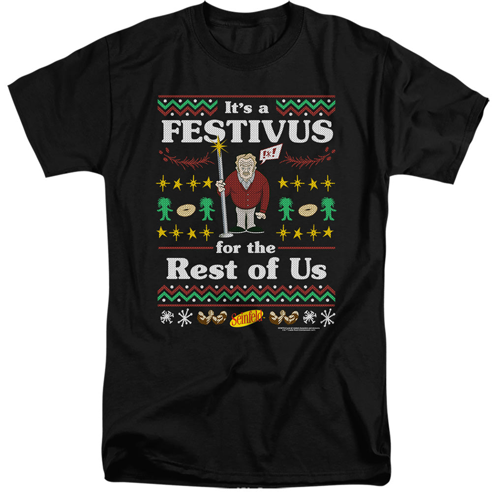 SEINFELD : FESTIVE FESTIVUS ADULT TALL FIT SHORT SLEEVE Black 2X