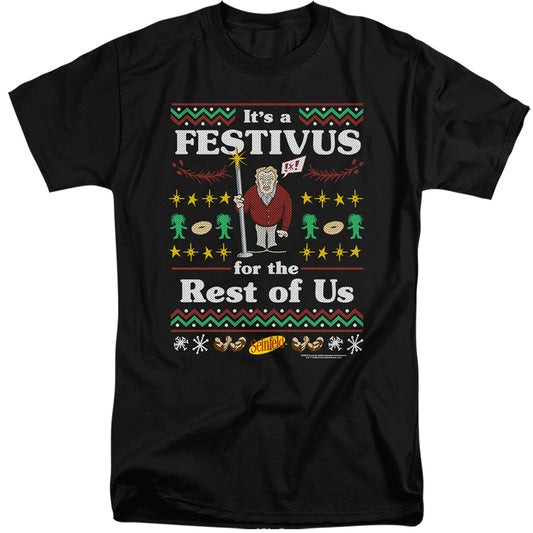 SEINFELD : FESTIVE FESTIVUS ADULT TALL FIT SHORT SLEEVE Black 3X