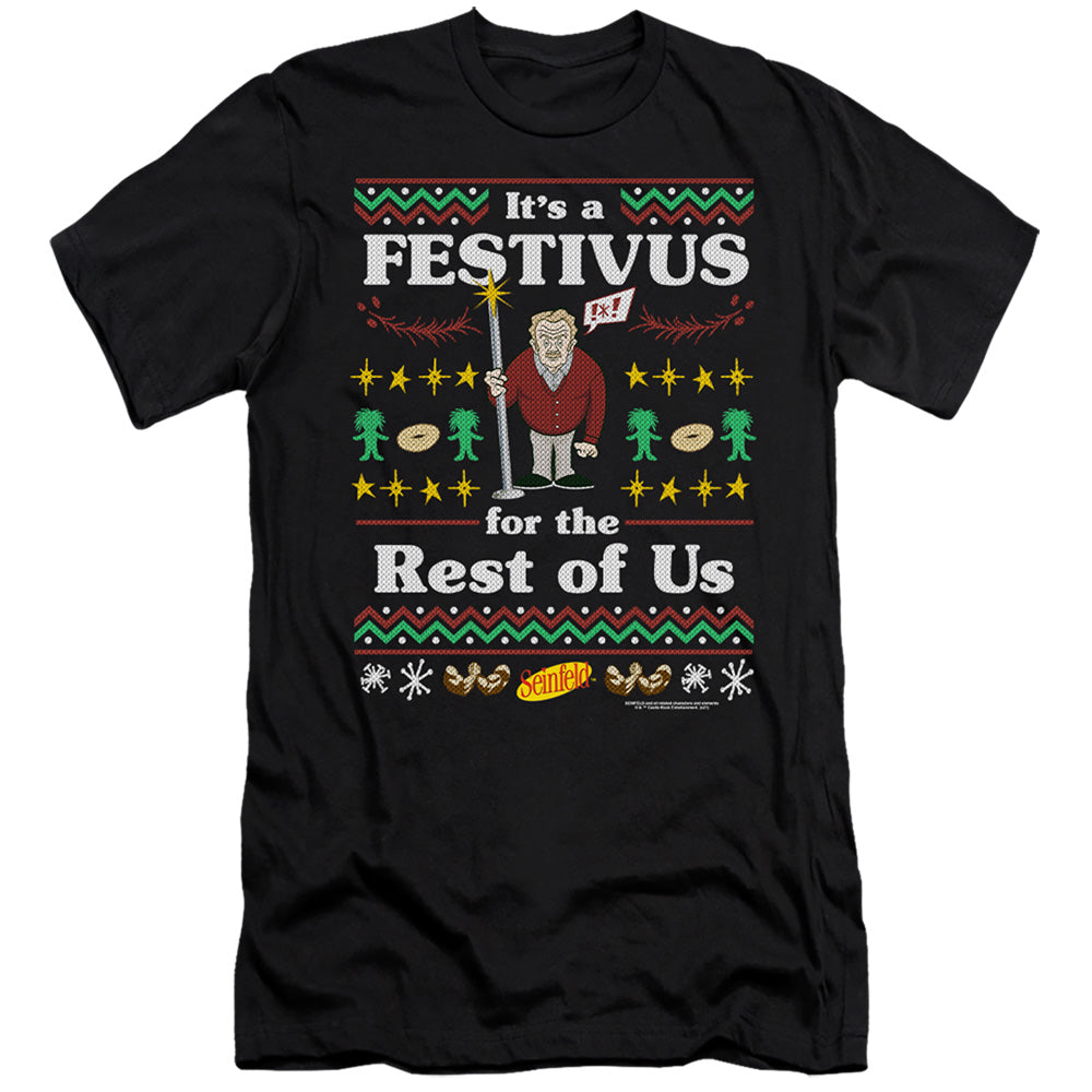 SEINFELD : FESTIVE FESTIVUS  PREMIUM CANVAS ADULT SLIM FIT 30\1 Black 2X