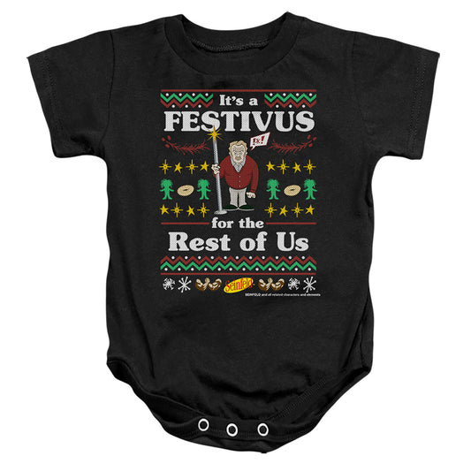 SEINFELD : FESTIVE FESTIVUS INFANT SNAPSUIT Black LG (18 Mo)