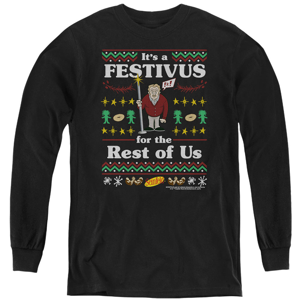 SEINFELD : FESTIVE FESTIVUS L\S YOUTH Black LG