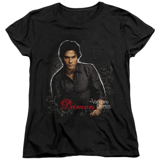 VAMPIRE DIARIES : DAMON S\S WOMENS TEE BLACK MD