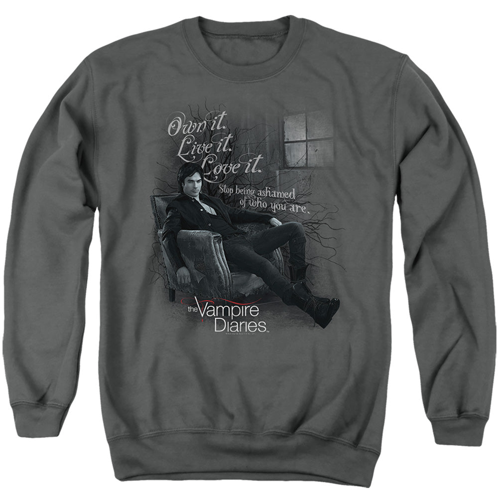 VAMPIRE DIARIES : BE YOURSELF ADULT CREW NECK SWEATSHIRT CHARCOAL XL