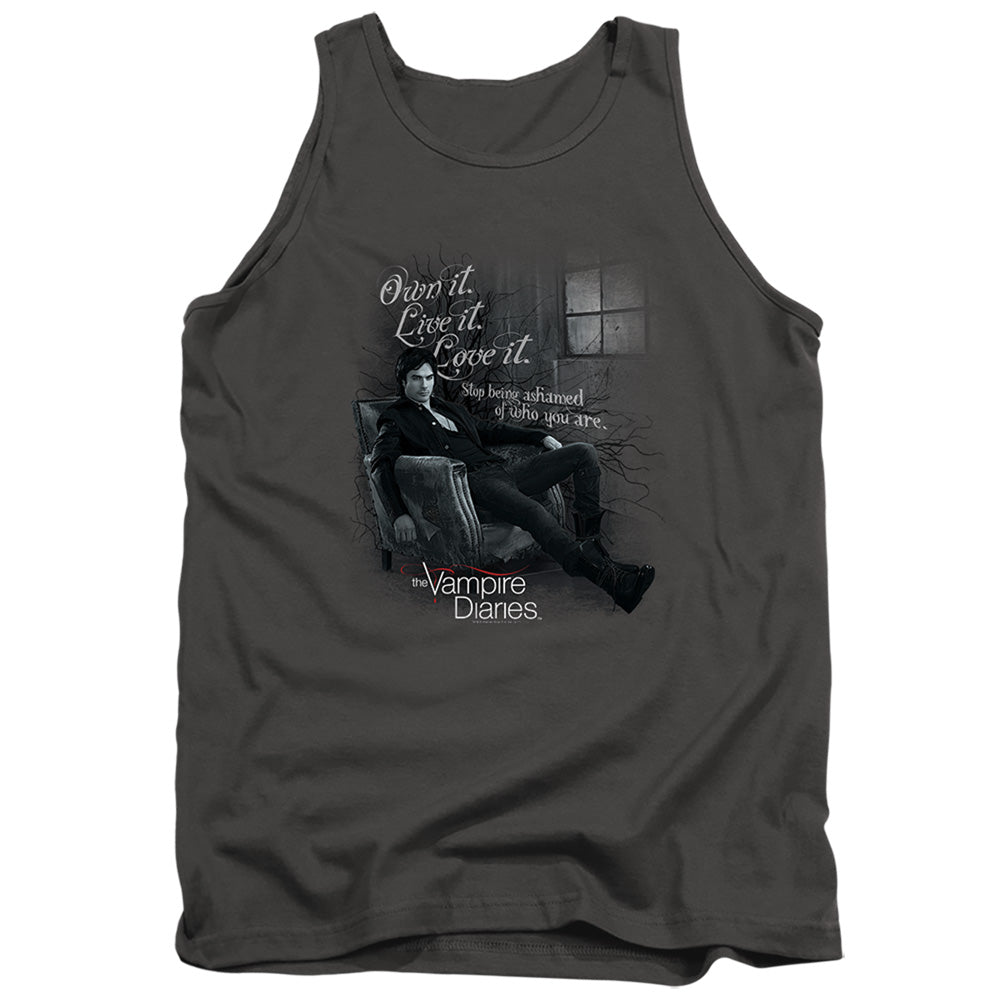 VAMPIRE DIARIES : BE YOURSELF ADULT TANK CHARCOAL 2X