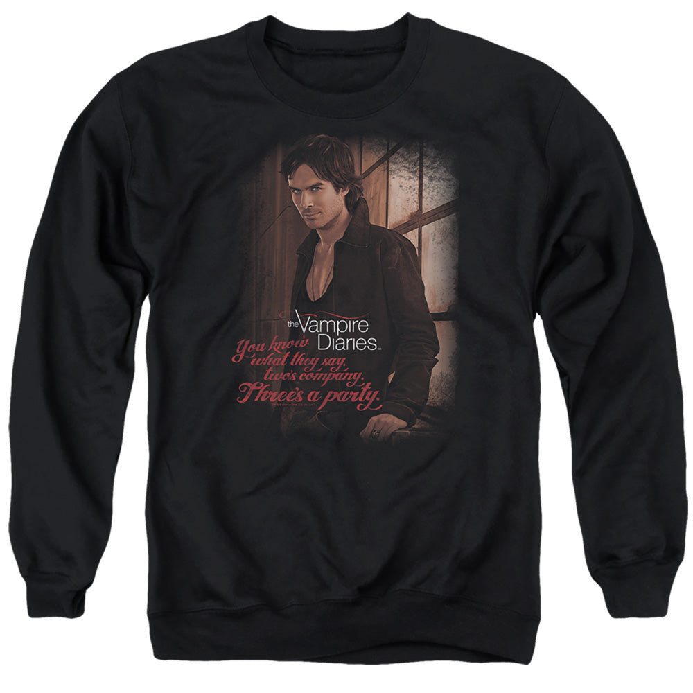 VAMPIRE DIARIES : THREE'S A PARTY ADULT CREW NECK SWEATSHIRT BLACK MD