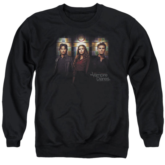 VAMPIRE DIARIES : STAINED WINDOWS ADULT CREW NECK SWEATSHIRT BLACK SM