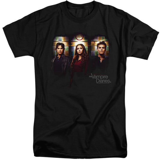 VAMPIRE DIARIES : STAINED WINDOWS S\S ADULT TALL BLACK 2X