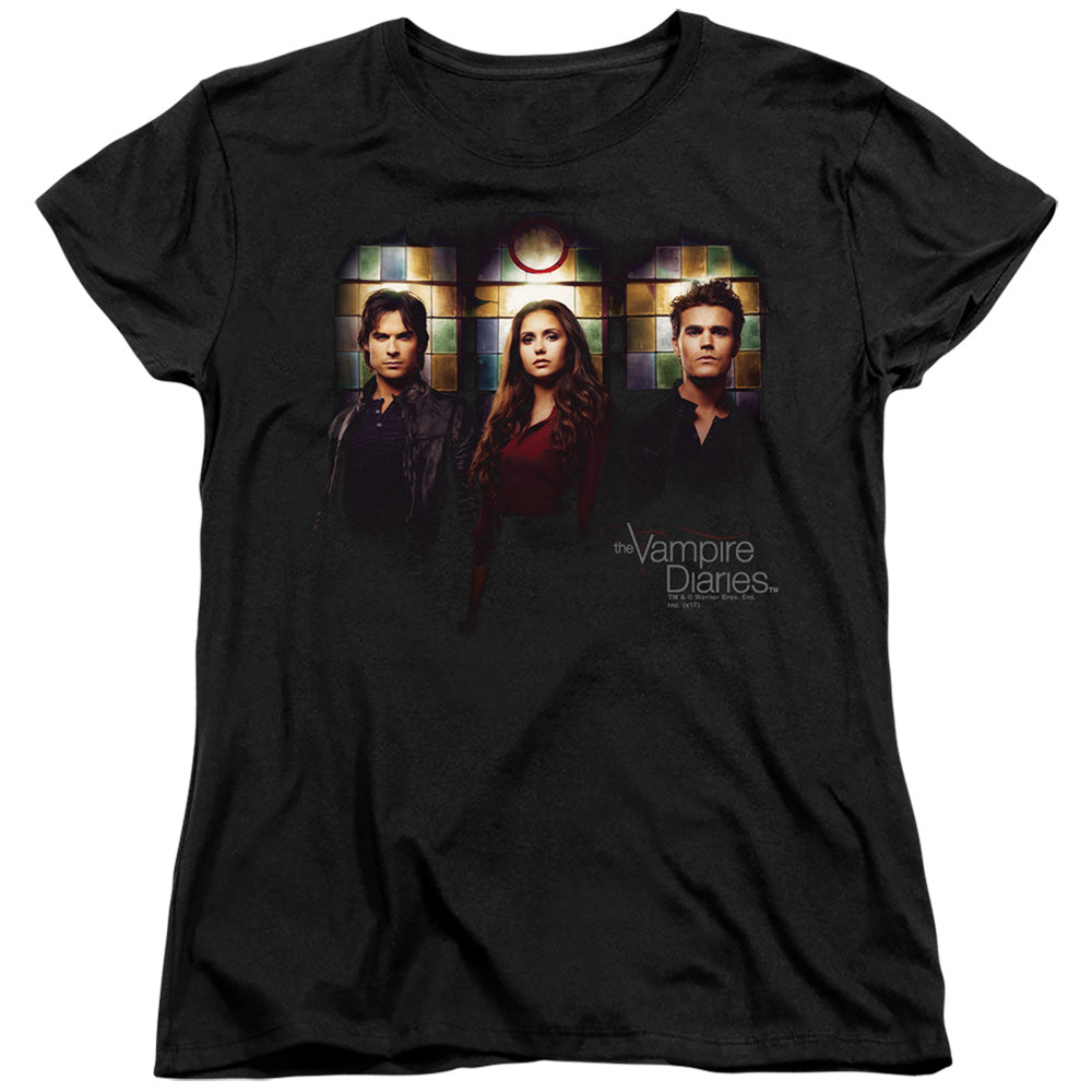 VAMPIRE DIARIES : STAINED WINDOWS S\S WOMENS TEE Black 2X