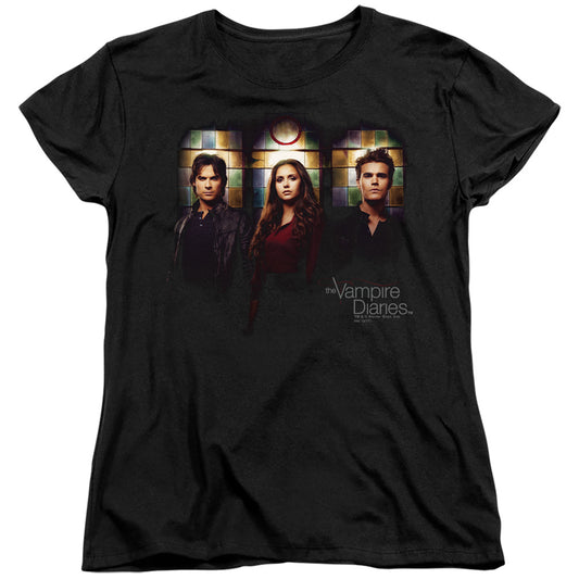 VAMPIRE DIARIES : STAINED WINDOWS S\S WOMENS TEE Black LG