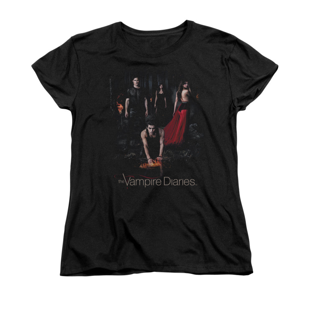 VAMPIRE DIARIES : FIRE S\S WOMENS TEE Black 2X