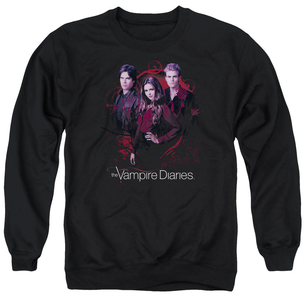 VAMPIRE DIARIES : COMPANY OF THREE ADULT CREW NECK SWEATSHIRT BLACK 2X