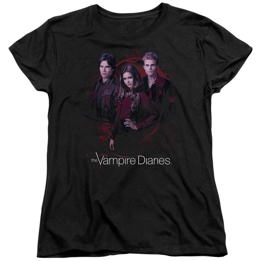 VAMPIRE DIARIES : COMPANY OF THREE S\S WOMENS TEE Black 2X