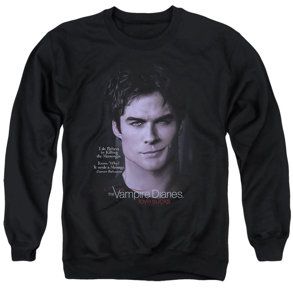 VAMPIRE DIARIES : MESSENGER ADULT CREW SWEAT Black 2X