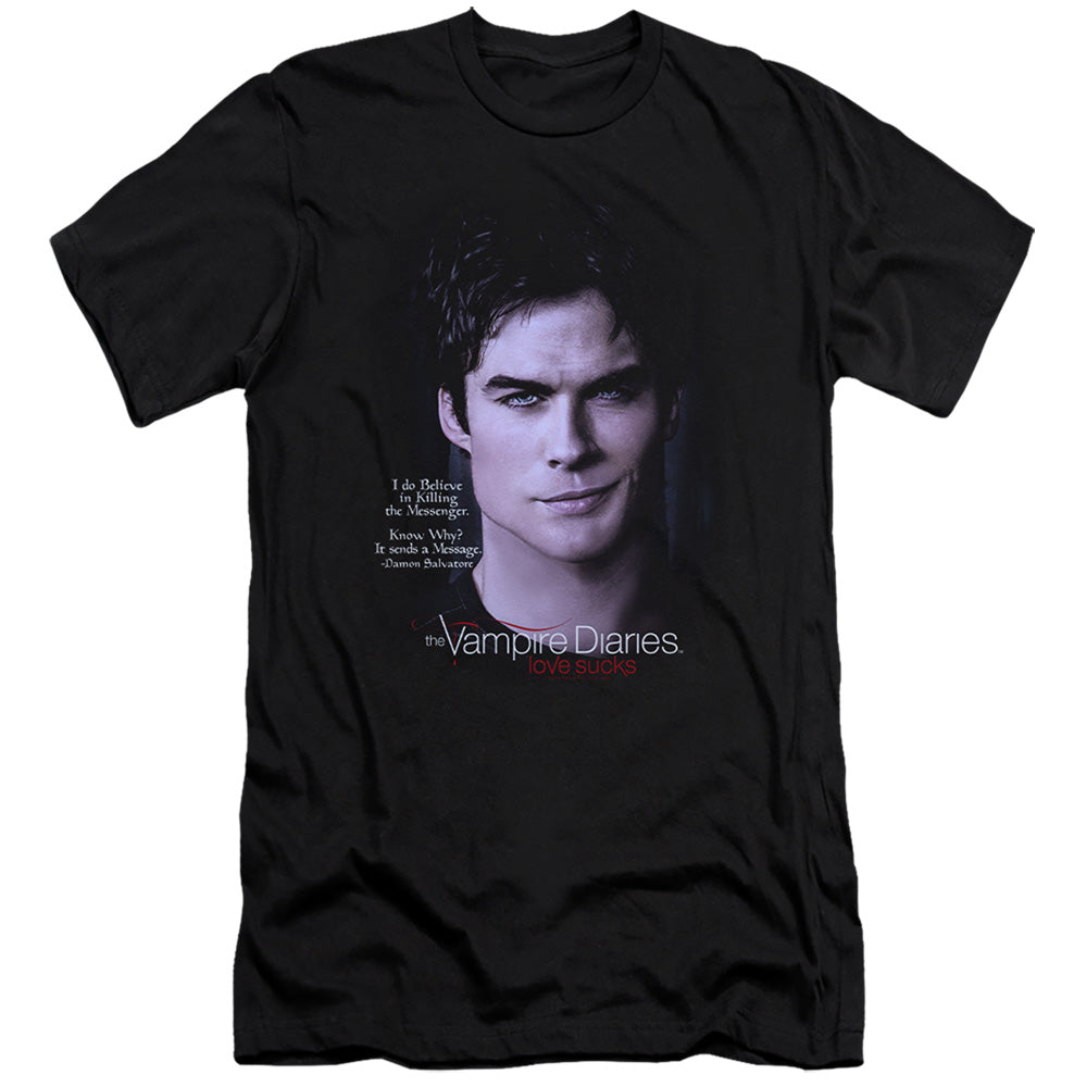 VAMPIRE DIARIES : MESSENGER PREMIUM ADULT RINGSPUN COTTON SHORT SLEEVE Black 2X