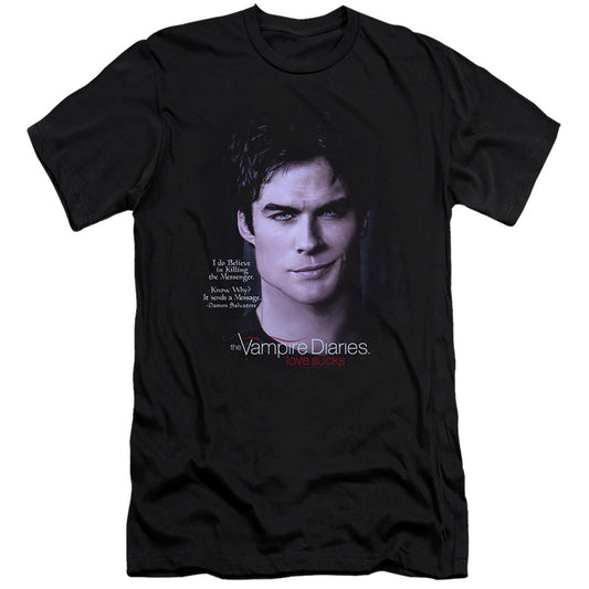 VAMPIRE DIARIES : MESSENGER PREMIUM ADULT RINGSPUN COTTON SHORT SLEEVE Black XL