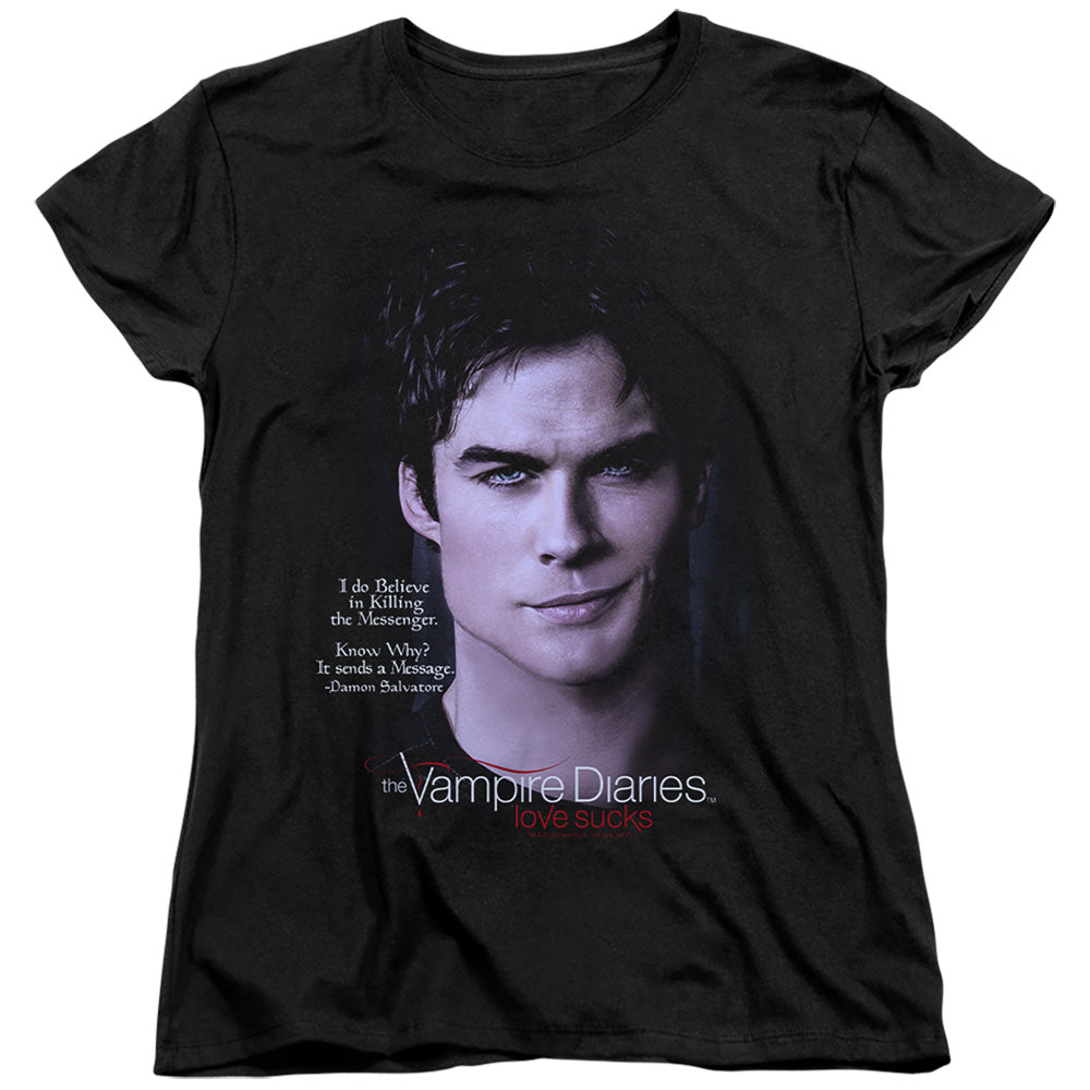 VAMPIRE DIARIES : MESSENGER WOMENS SHORT SLEEVE Black MD