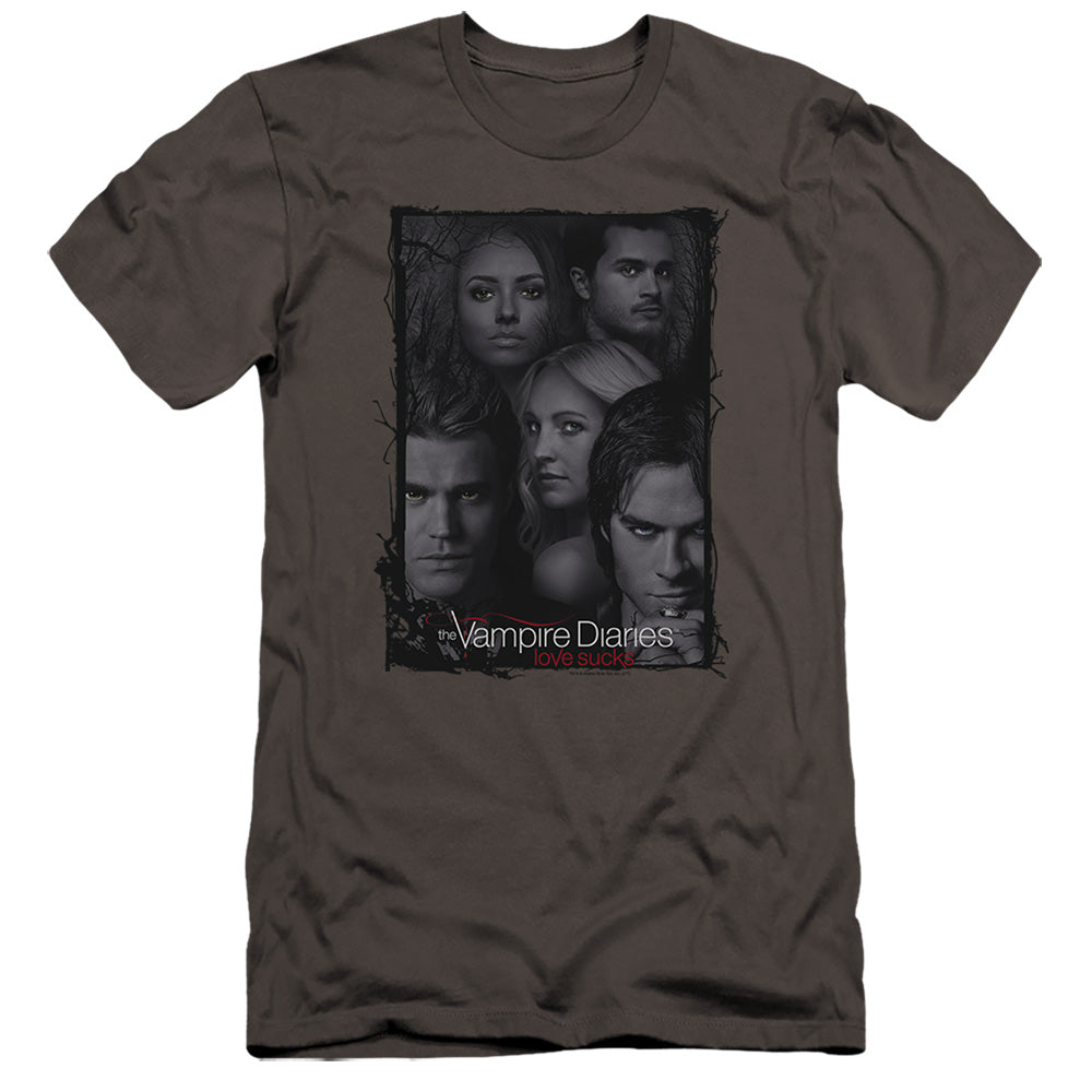 VAMPIRE DIARIES : SO HERE WE ARE PREMIUM ADULT RINGSPUN COTTON SHORT SLEEVE Charcoal 2X