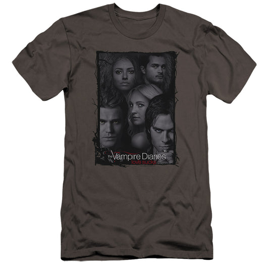 VAMPIRE DIARIES : SO HERE WE ARE PREMIUM ADULT RINGSPUN COTTON SHORT SLEEVE Charcoal LG