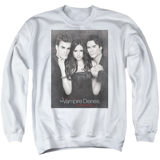 VAMPIRE DIARIES : THAT WAS THEN ADULT CREW SWEAT White 2X