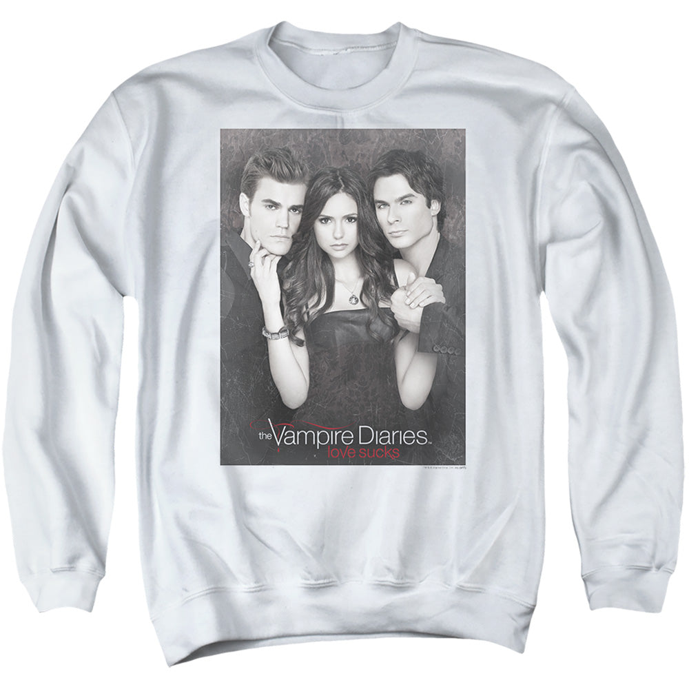 VAMPIRE DIARIES : THAT WAS THEN ADULT CREW SWEAT White XL