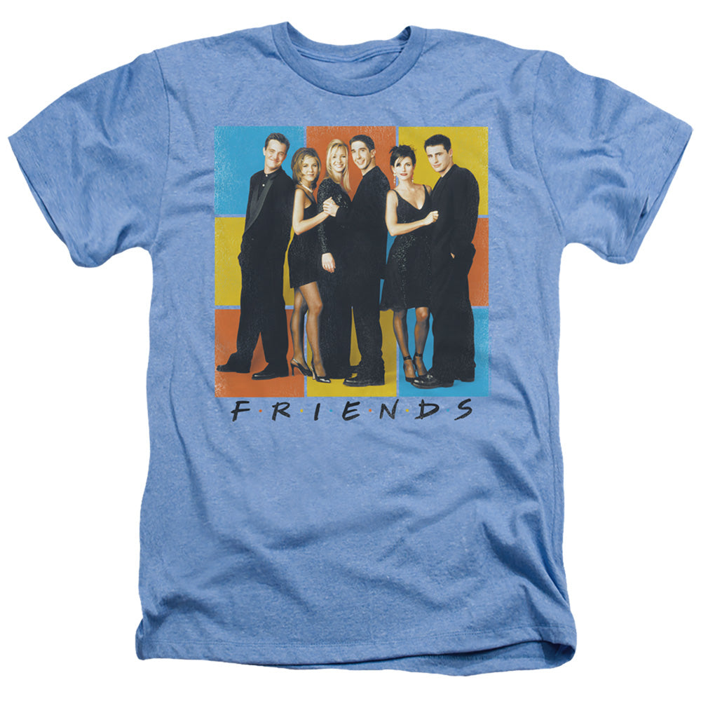 FRIENDS : COLOR BLOCK OF FRIENDS ADULT REGULAR FIT HEATHER SHORT SLEEVE Light Blue 3X