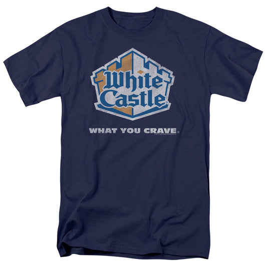 WHITE CASTLE : DISTRESSED LOGO S\S ADULT 18\1 Navy 2X