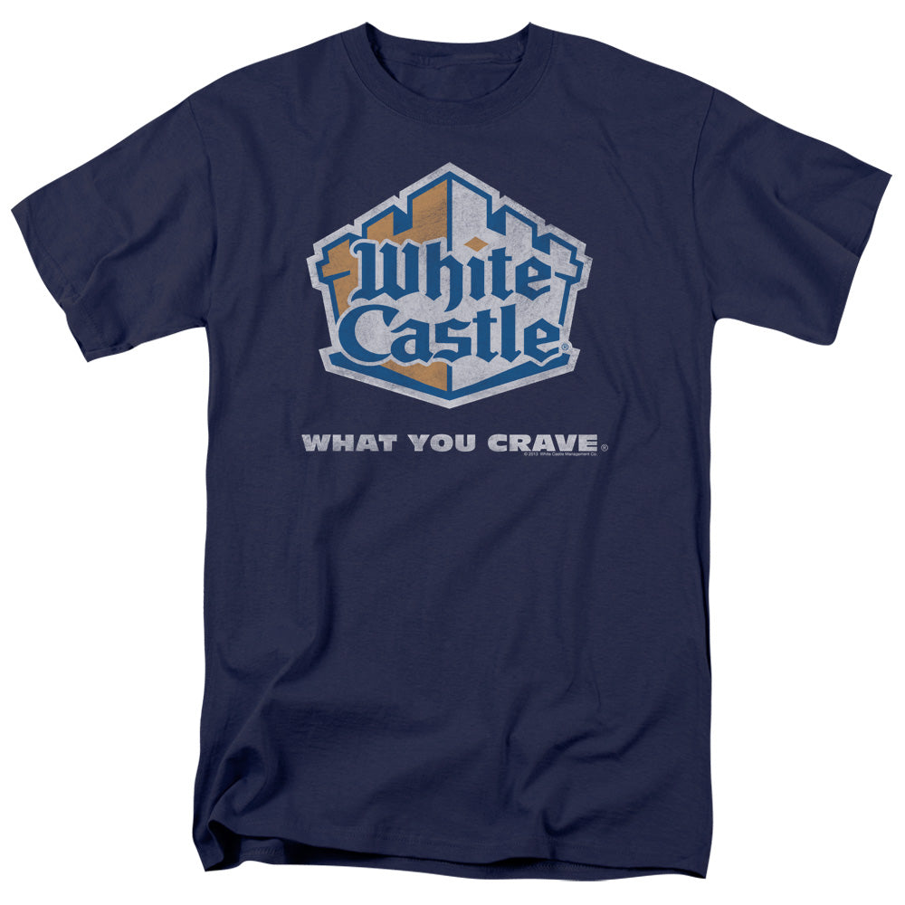 WHITE CASTLE : DISTRESSED LOGO S\S ADULT 18\1 Navy SM